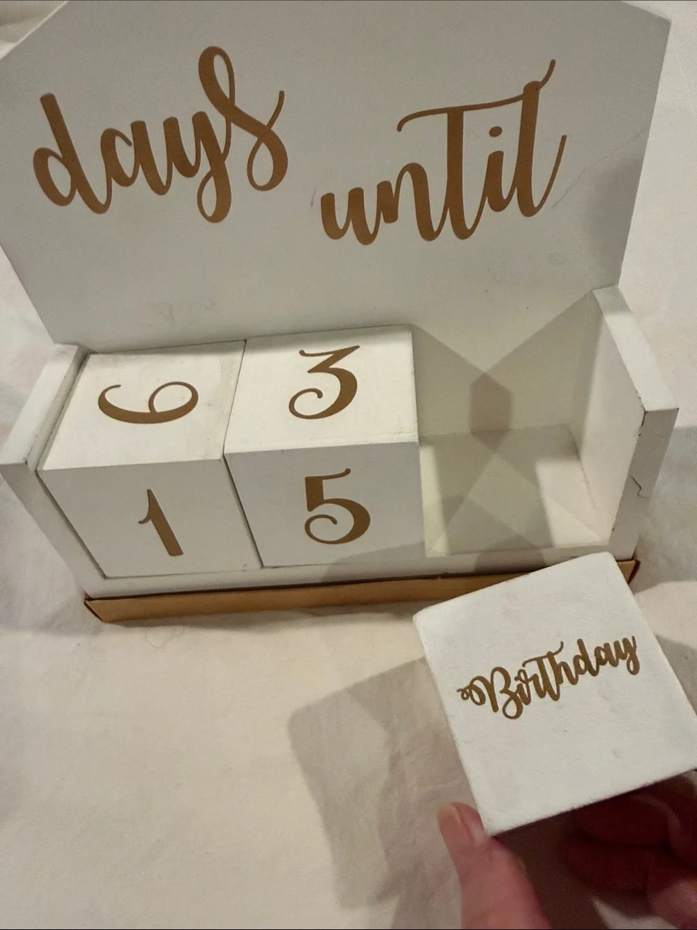White and Gold 'Days Until' Countdown Blocks - Home Wall Decor